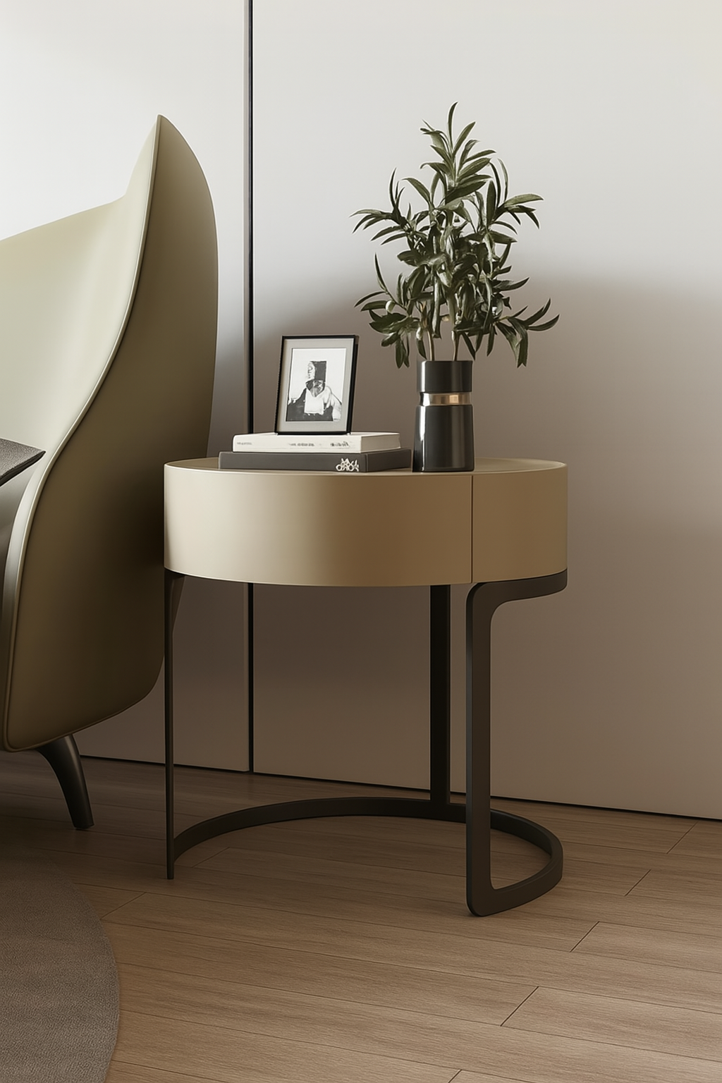 Vara Round Bedside Table