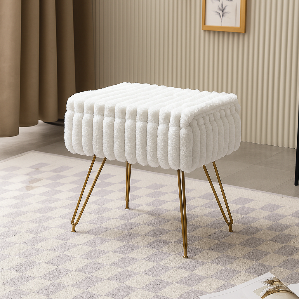 Fiora Faux Fur Vanity Stool