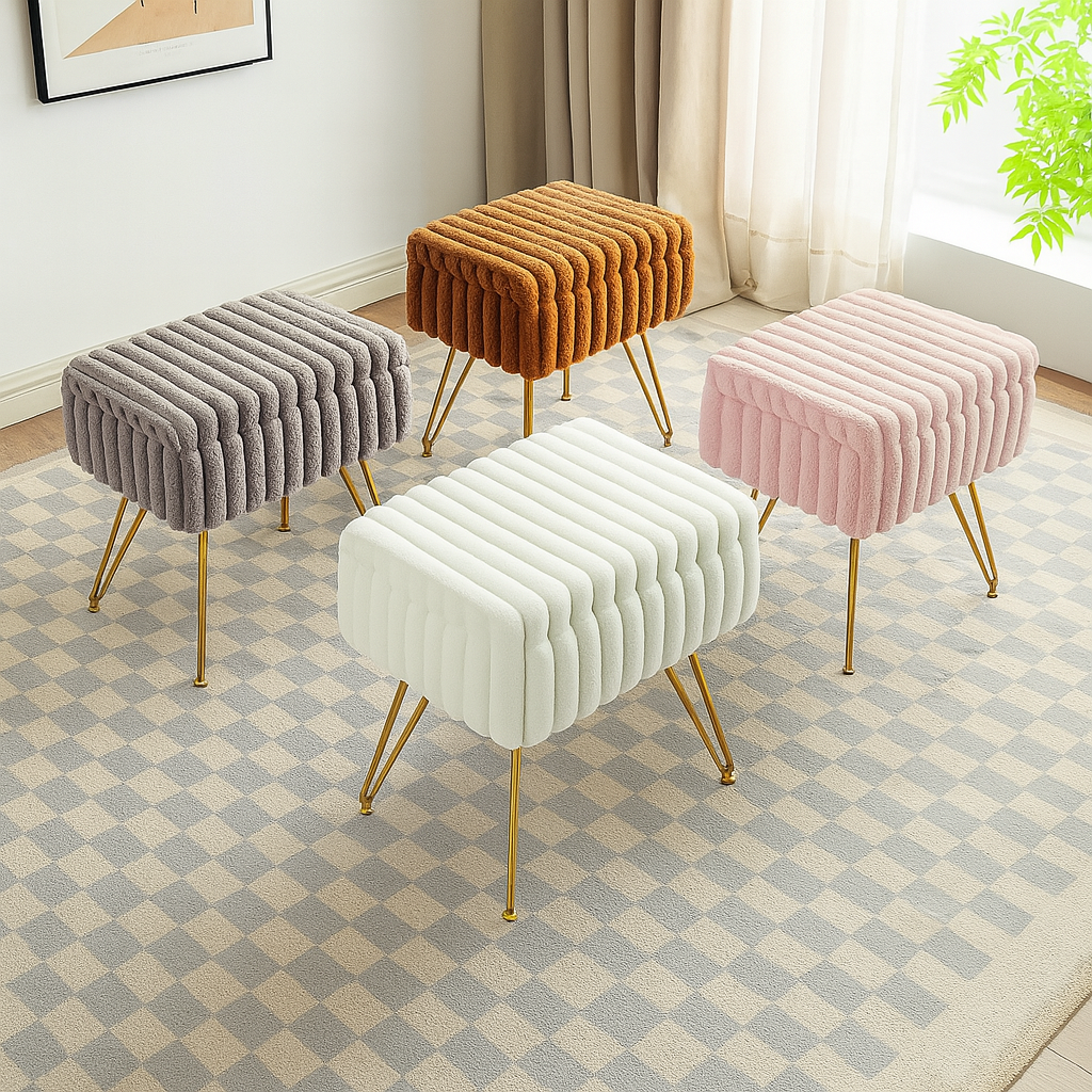 Fiora Faux Fur Vanity Stool