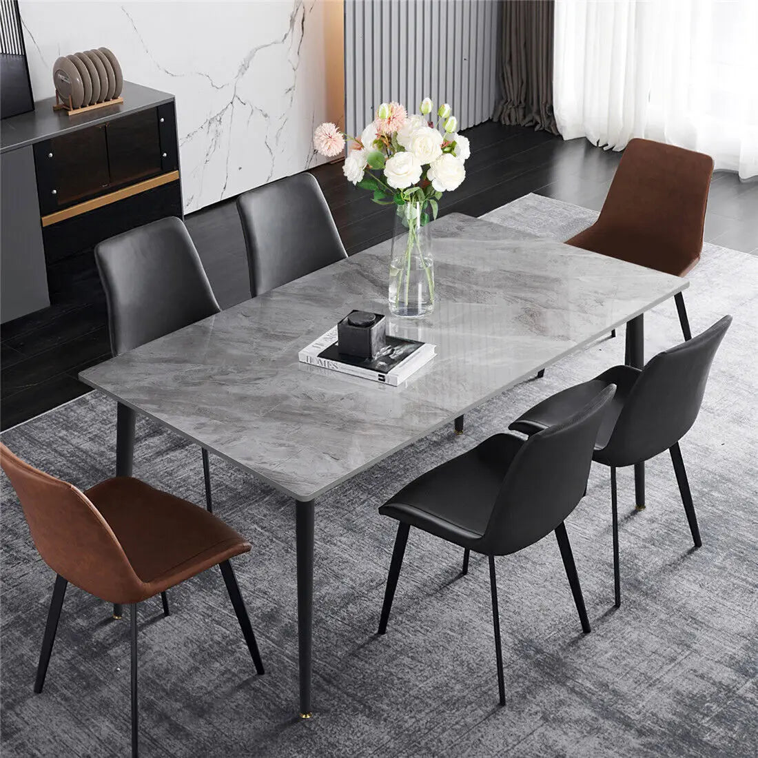Auren High Gloss Marble Dining Table